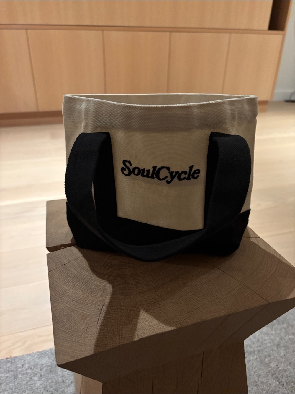 SoulCycle Cream and Black Canvas Small Tote